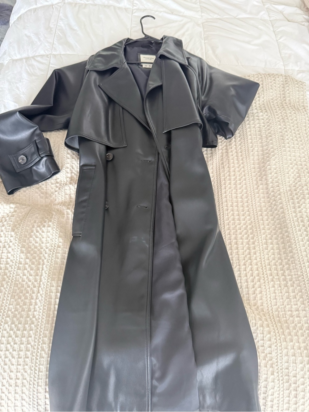 Abercrombie & Fitch Black Faux Leather Trench Coat